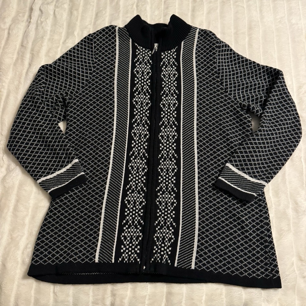 Christopher & Banks XL‎ Cardigan Sweater Black Full Zip Sweater Knit Comfy
